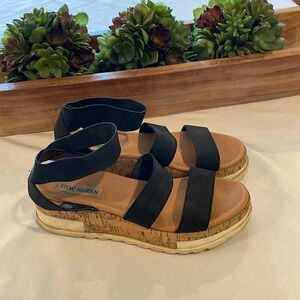 Steve Madden Bandi‎ Platform sandals size 7.5 black tan